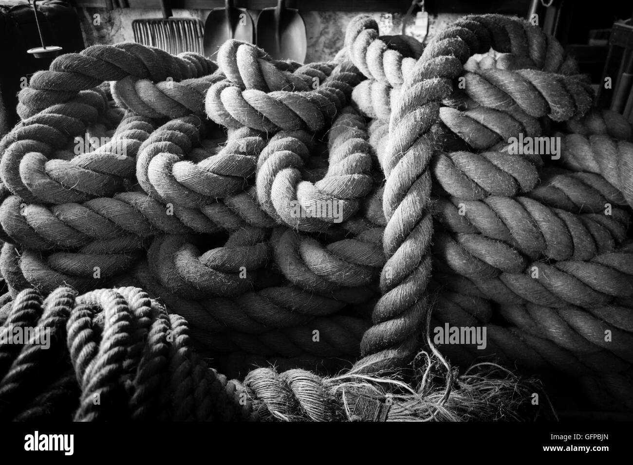 Thick Ropes Of A Ship Of Rope High Resolution Stock Photography and