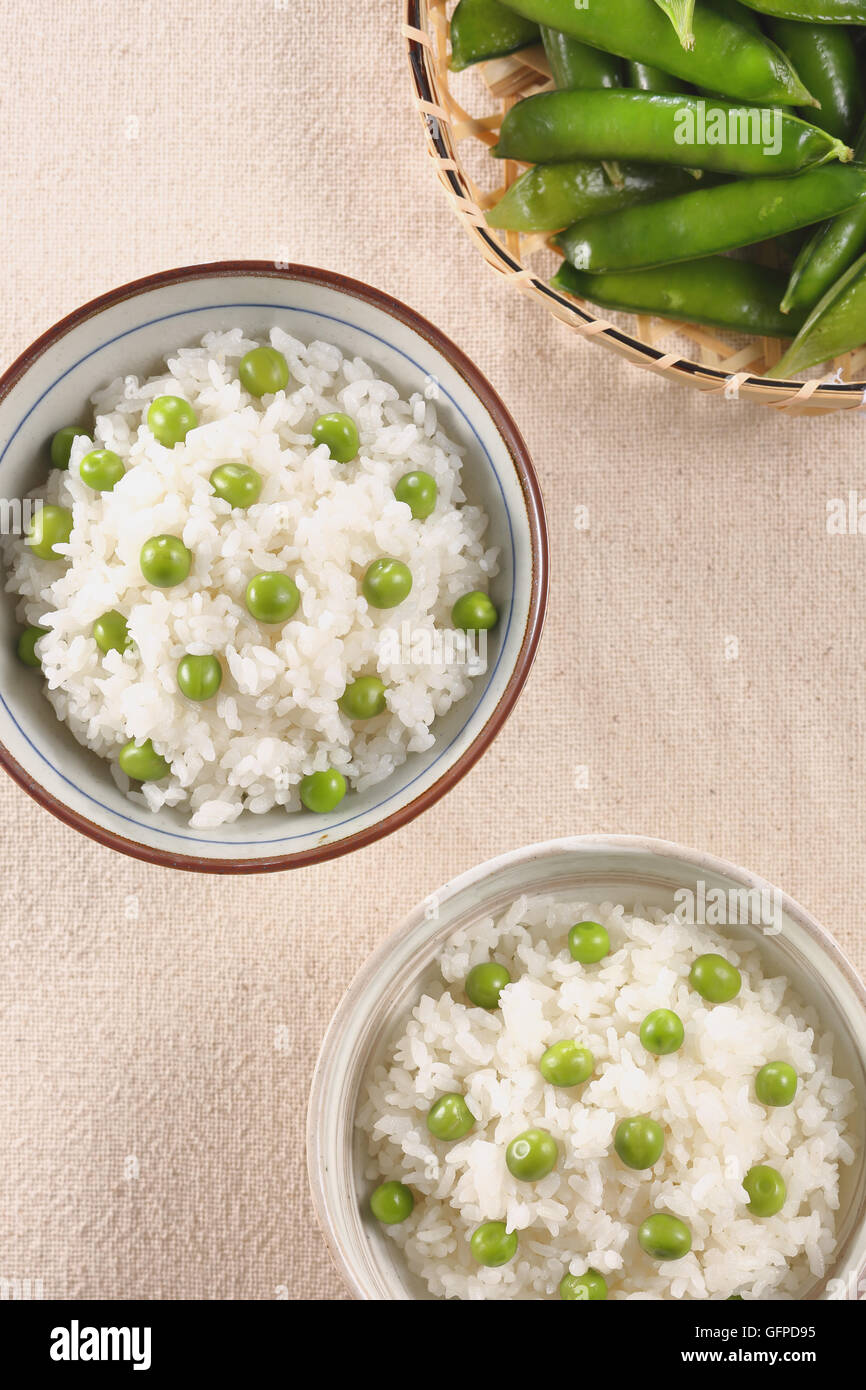 Green peas topped rice Stock Photo Alamy