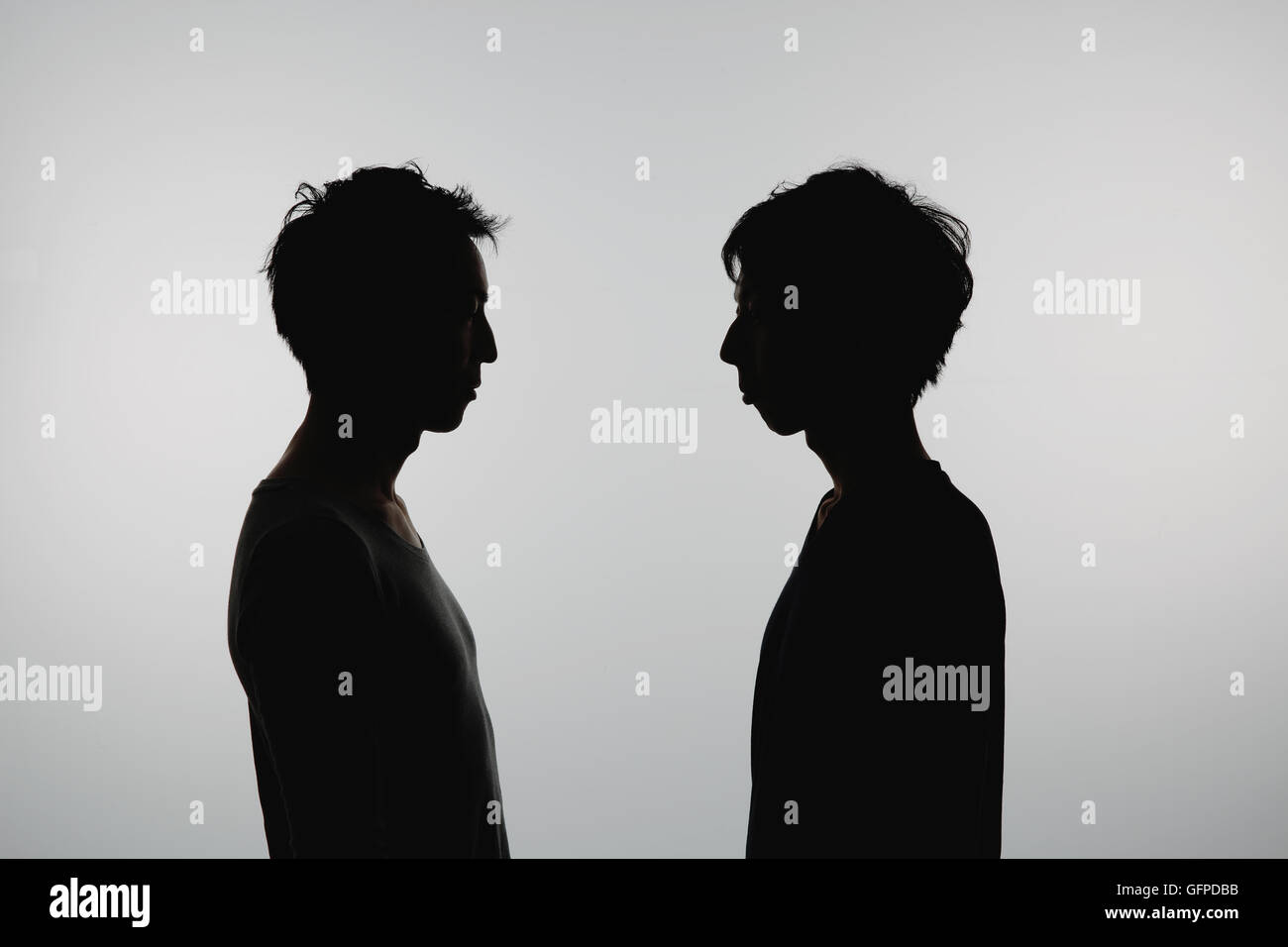 Male couple silhouette Stock Photo