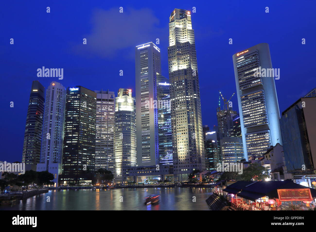 Singapore skyline by night. Stock Photo