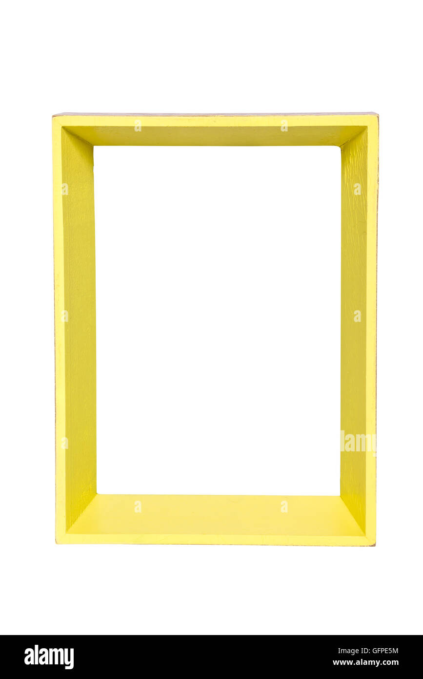 Yellow photo frame isolated on white background with clipping path Stock Photo