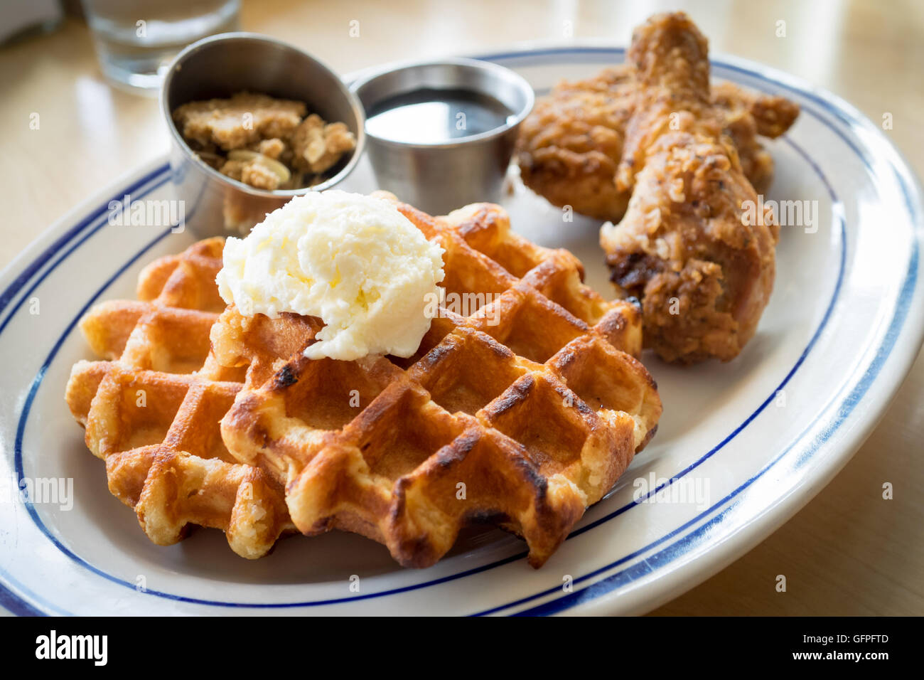 Classic southern chicken and waffles, for brunch, at MEAT, a restaurant