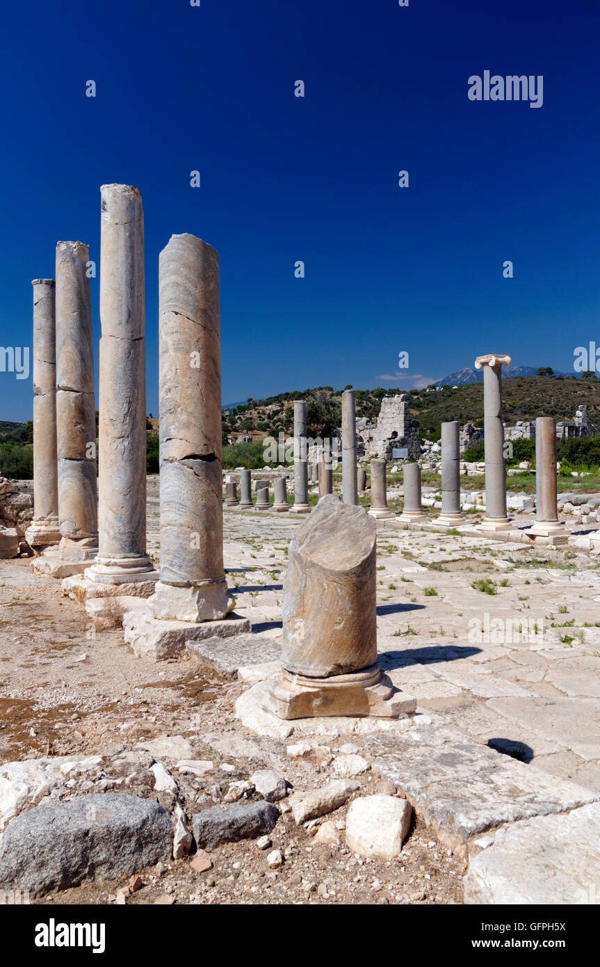 Remains of the Main Street, Ancient Lycian City of Patara, near Kalkan, Lycian Coast, near Kas, Turkey, Asia. Stock Photo