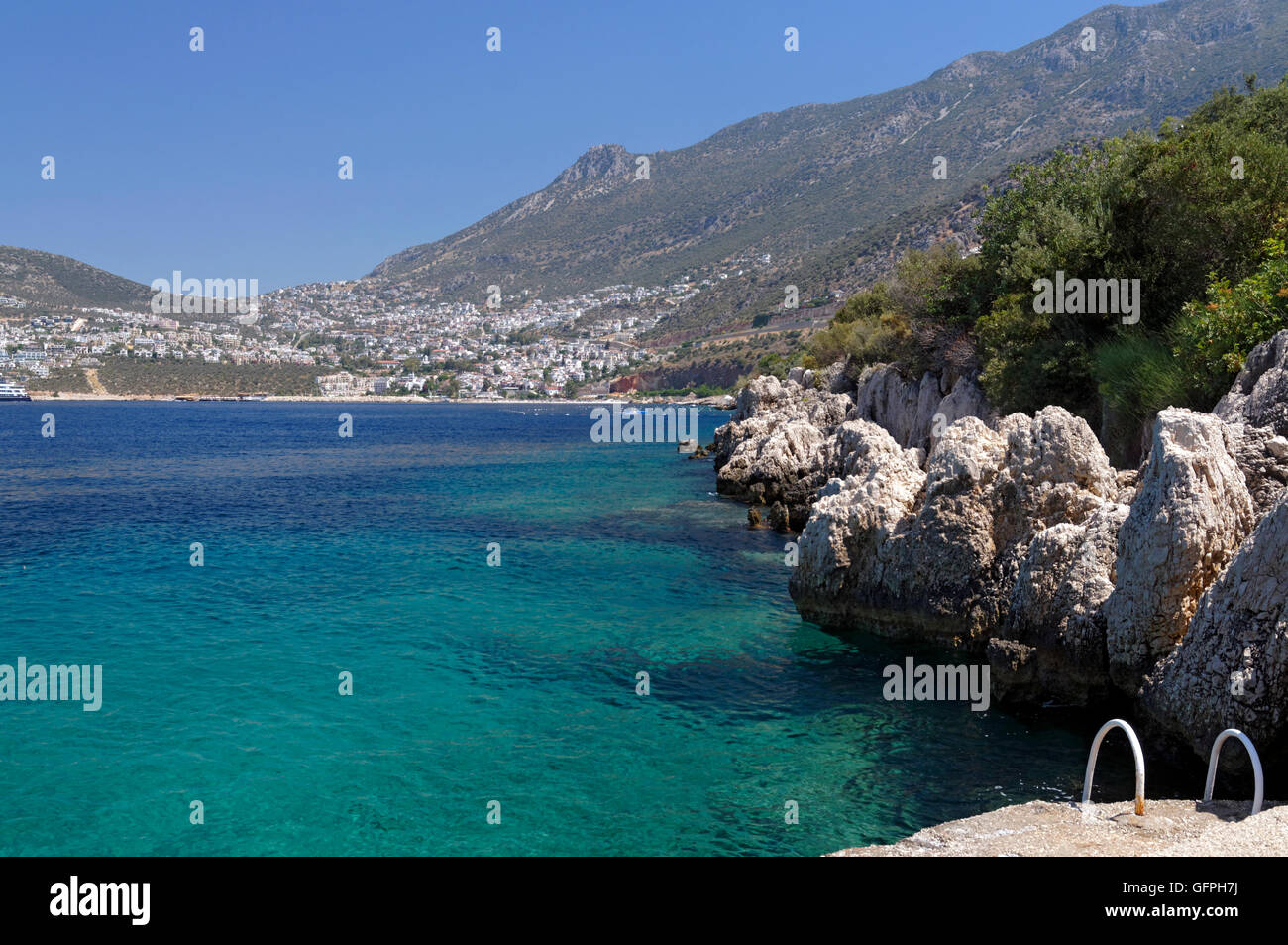 Kalkan Beach Park, Kisla, Kalkan, Lycian Coast, Turkey, Asia Stock Photo -  Alamy