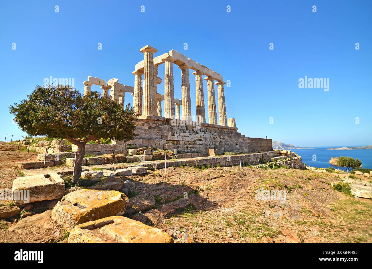 temple of Poseidon at Sounion Greece Stock Photo - Alamy