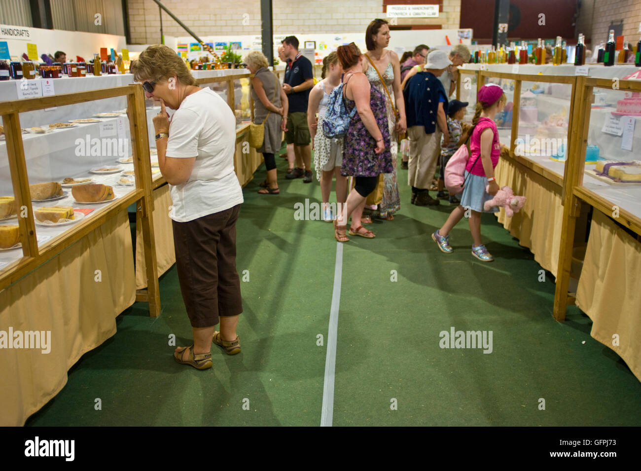 Visitors browsing competition entries in the Food Hall at the Royal Welsh Show, Royal Welsh