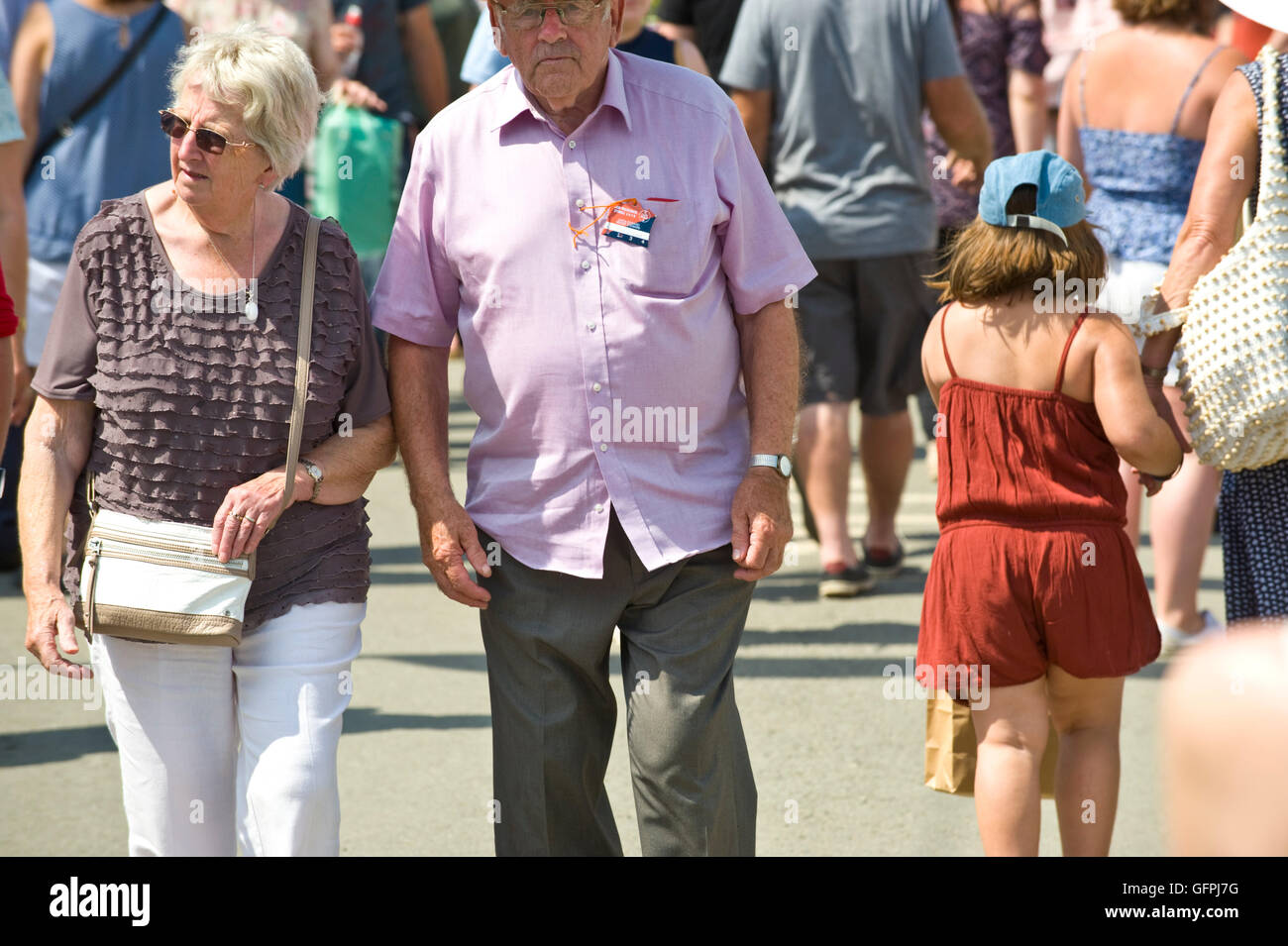 Old and young visitors to the Royal Welsh Show, Royal Welsh Showground, Llanelwedd, Builth Wells, Powys, Wales, UK Stock Photo