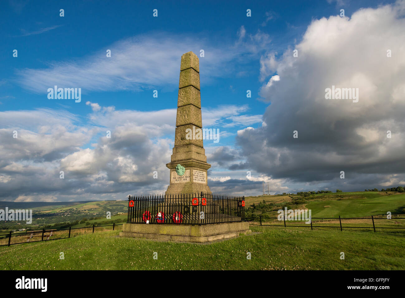 Word War one war memorial at Werneth Low country park above Hyde in Greater Manchester. Stock Photo