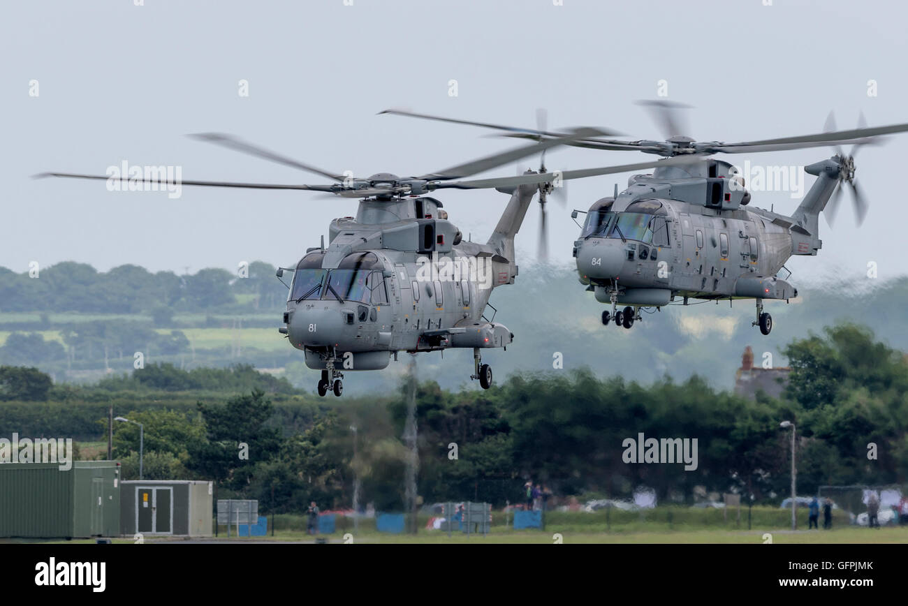 Merlin MK2 Helicopters at RNAS Culdrose Air Day 2016 preview event Stock Photo