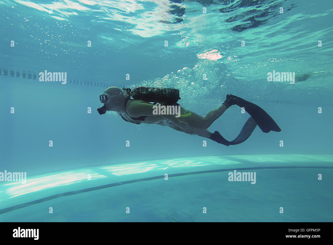 Diver in Swimming pool, Scuba Dive Swimming Pool, Underwater Underwater