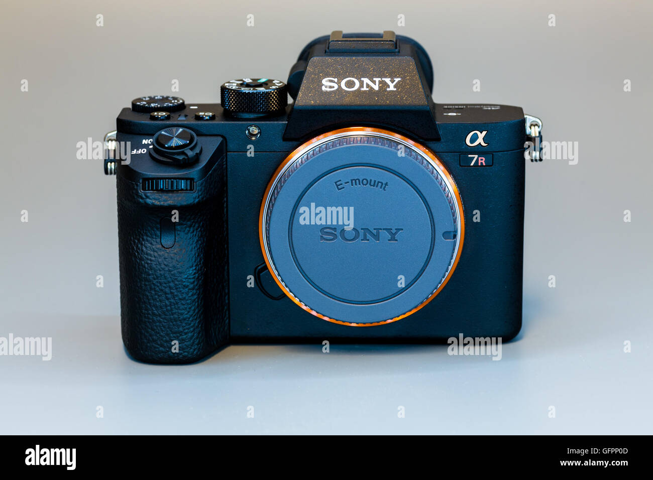 19. 12. 2015, BERLIN, GERMANY, Sony Alpha a7R II ILCE-7RM2 Mirrorless Digital Camera (Body Only) without lens. With a world's fi Stock Photo