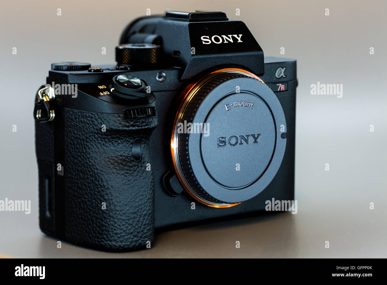 19. 12. 2015, BERLIN, GERMANY, Sony Alpha a7R II ILCE-7RM2 Mirrorless Digital Camera (Body Only) without lens. Stock Photo