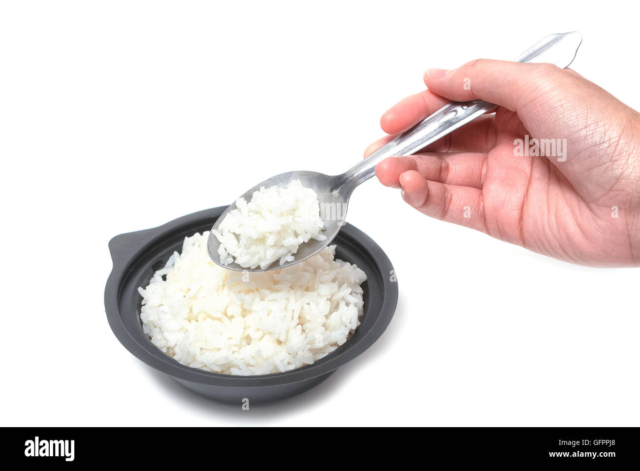 Boiled rice or steam rice isolated on a white background Stock Photo