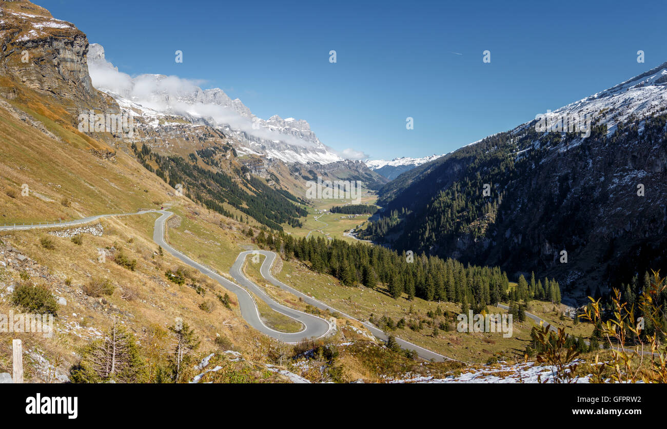 Panorama image of the Klausenpass in Switzerland Stock Photo