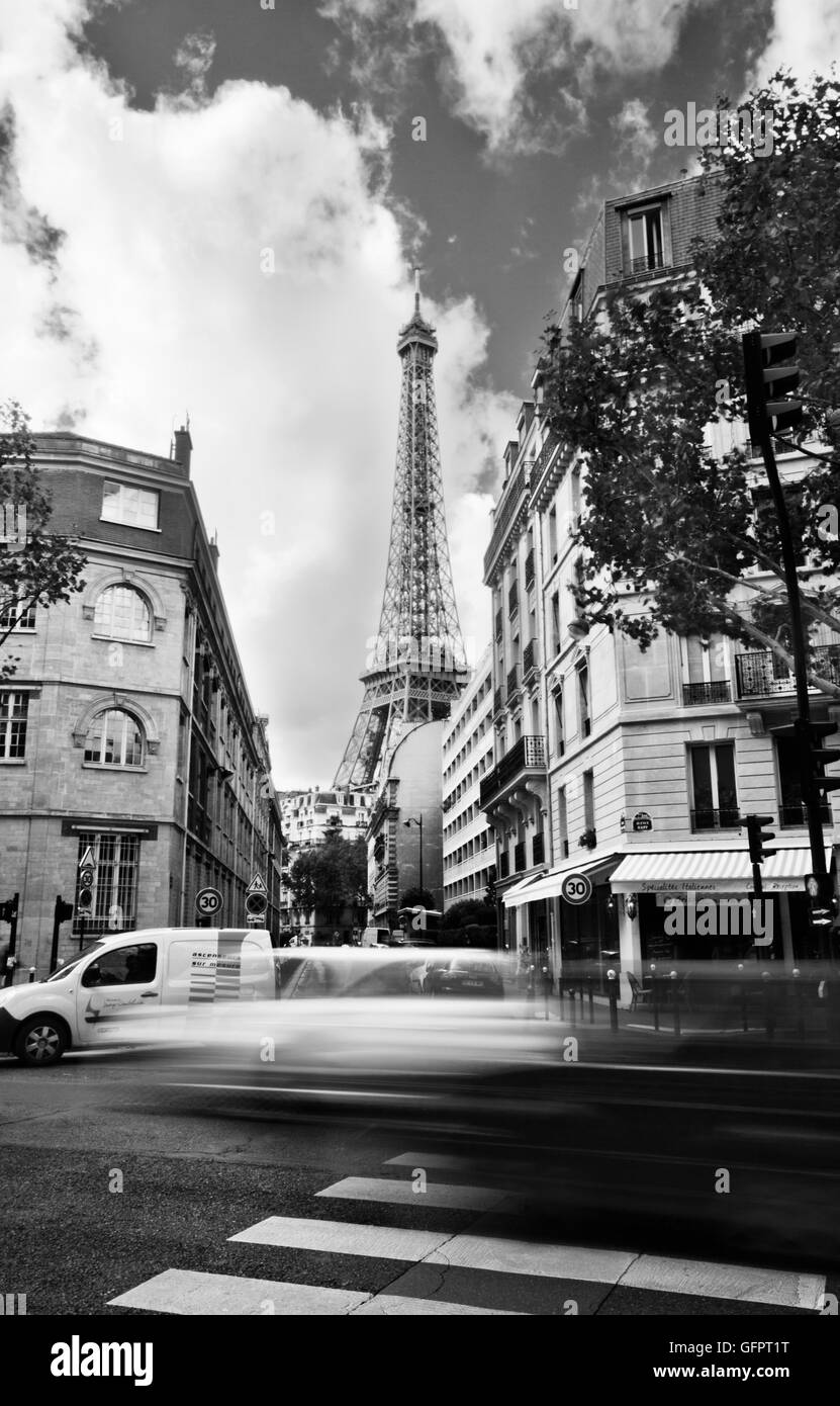 Paris streets in black and white Stock Photo