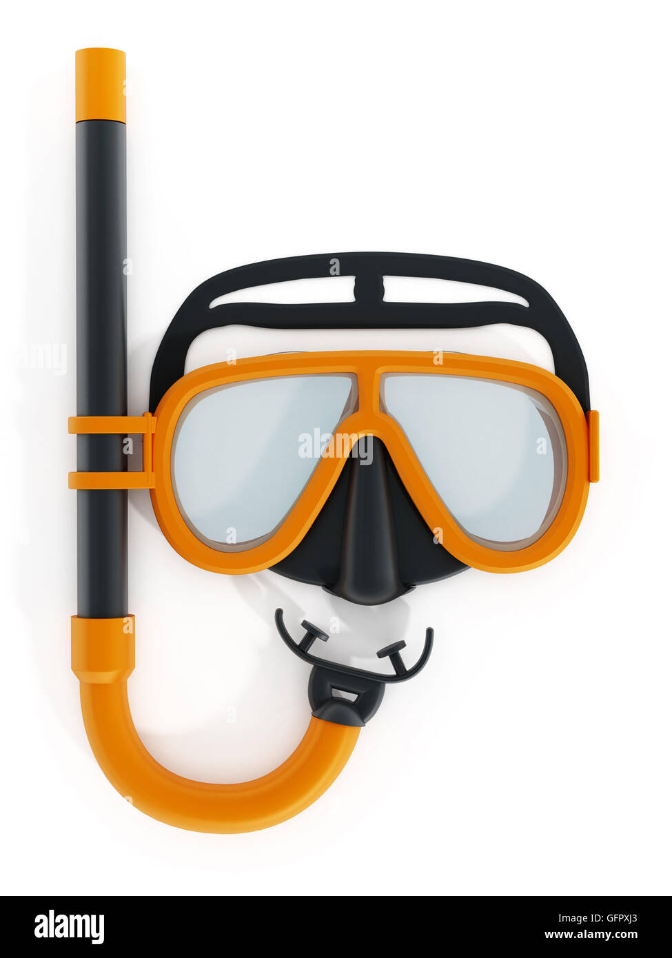 Snorkel and diving mask isolated on white background. 3D illustration ...