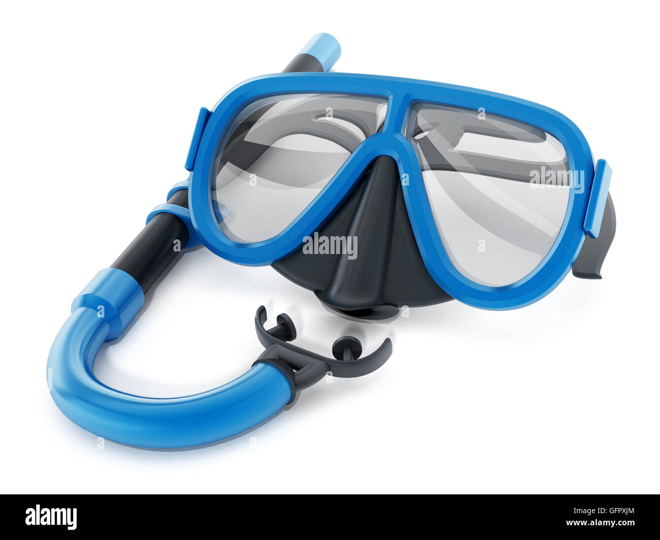 Snorkel and diving mask isolated on white background. 3D illustration ...