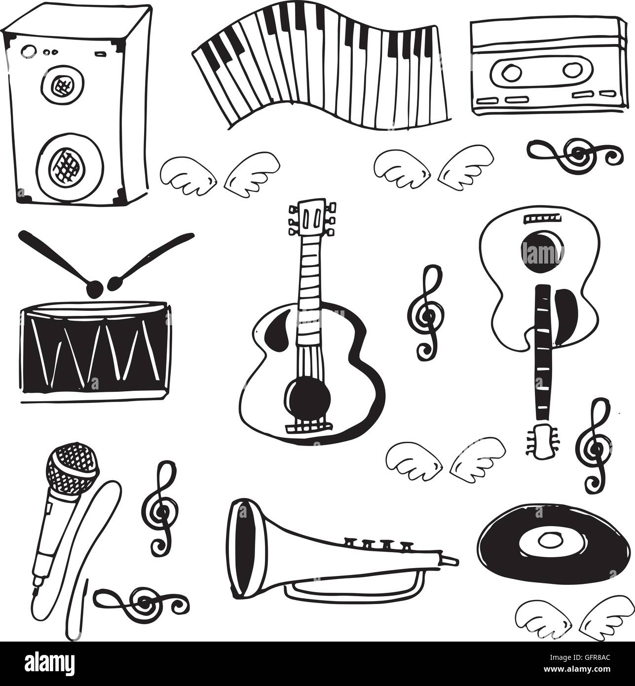 Doodle music set element Stock Vector Image & Art - Alamy