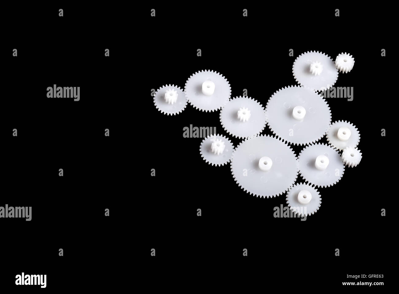 inkjet printer paper feeder mechanical drive. four external spur gear  wheels with different gear ratios. reducer of plastic cogwheels. with  clipping p Stock Photo - Alamy