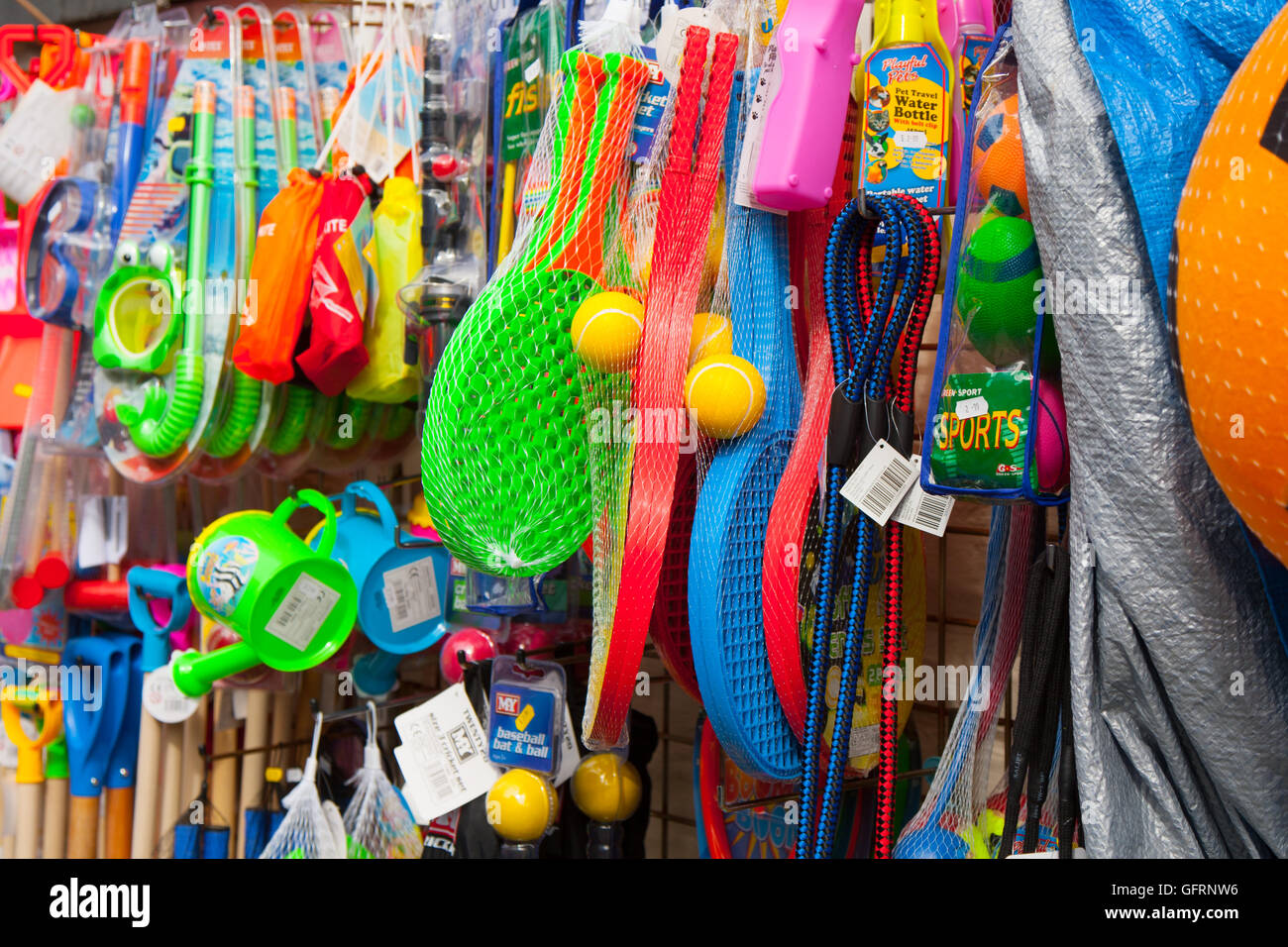 Beach goods for sale in Cornwall, England Stock Photo