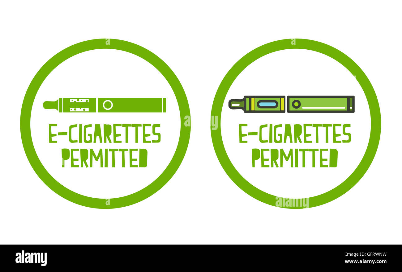 set of electronic cigarettes permitted sign icons Stock Photo