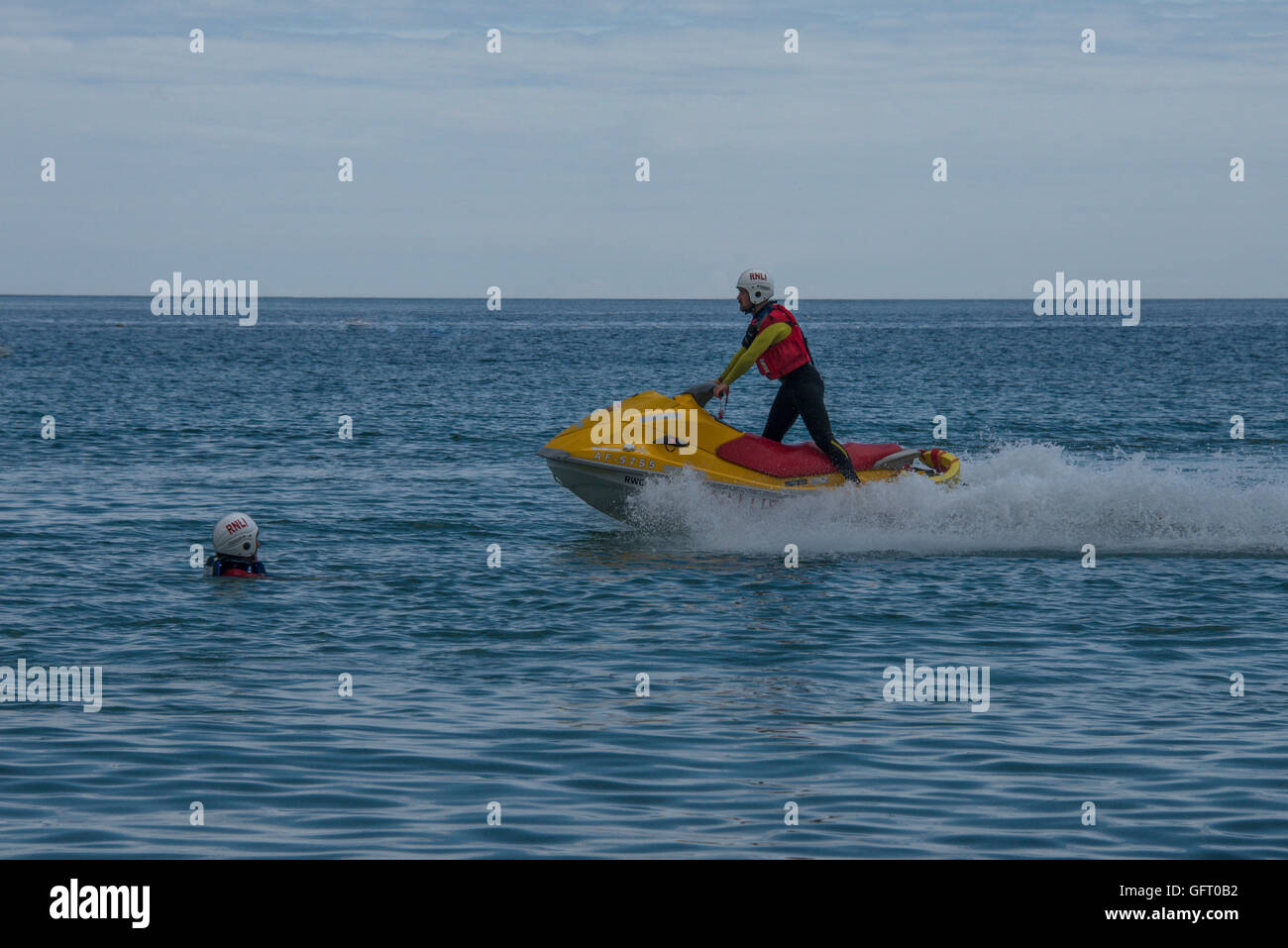 Beach lifeguards are set to make a splash with new jet ski patrols in Cornwall Stock Photo