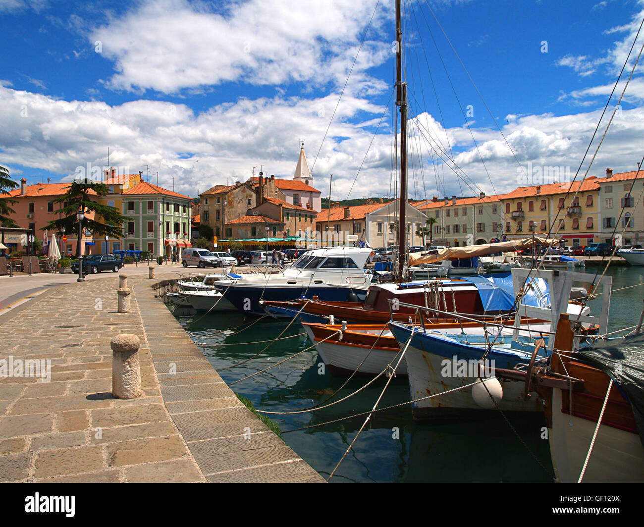 Mediterranean Harbour & Boats, Slovenia Adriatic Coast Stock Photo