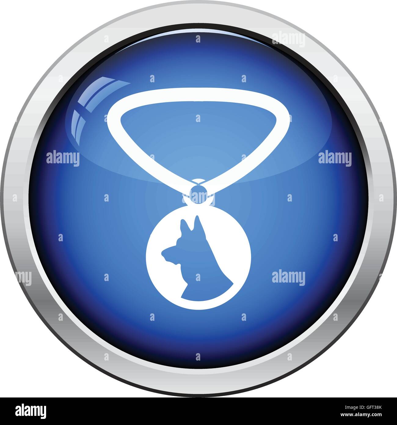 Dog medal icon. Glossy button design. Vector illustration Stock Vector ...