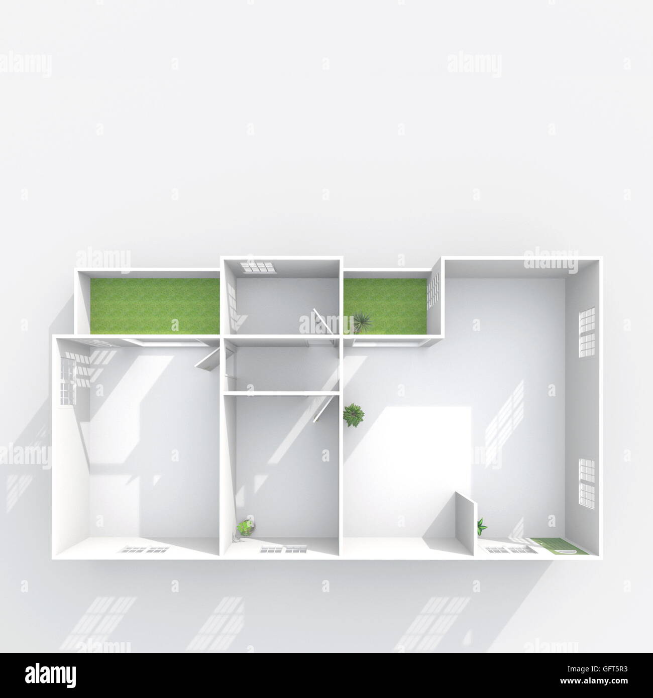3d interior rendering plan view of empty home apartment with two ...