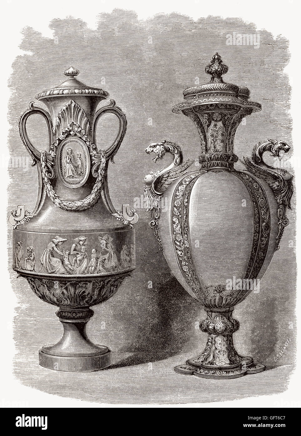 Fritware, or stone-paste from the manufacture nationale de Sèvres, Sèvres, Hauts-de-Seine, France, 19th century Stock Photo