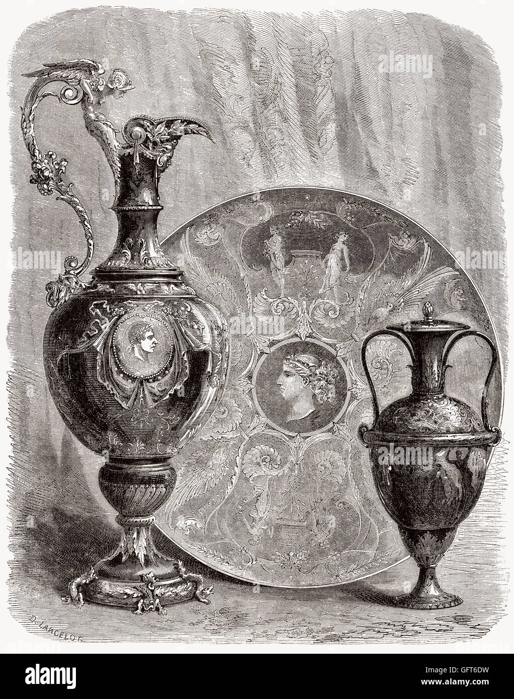 Fritware, or stone-paste from the manufacture nationale de Sèvres, Sèvres, Hauts-de-Seine, France, 19th century Stock Photo