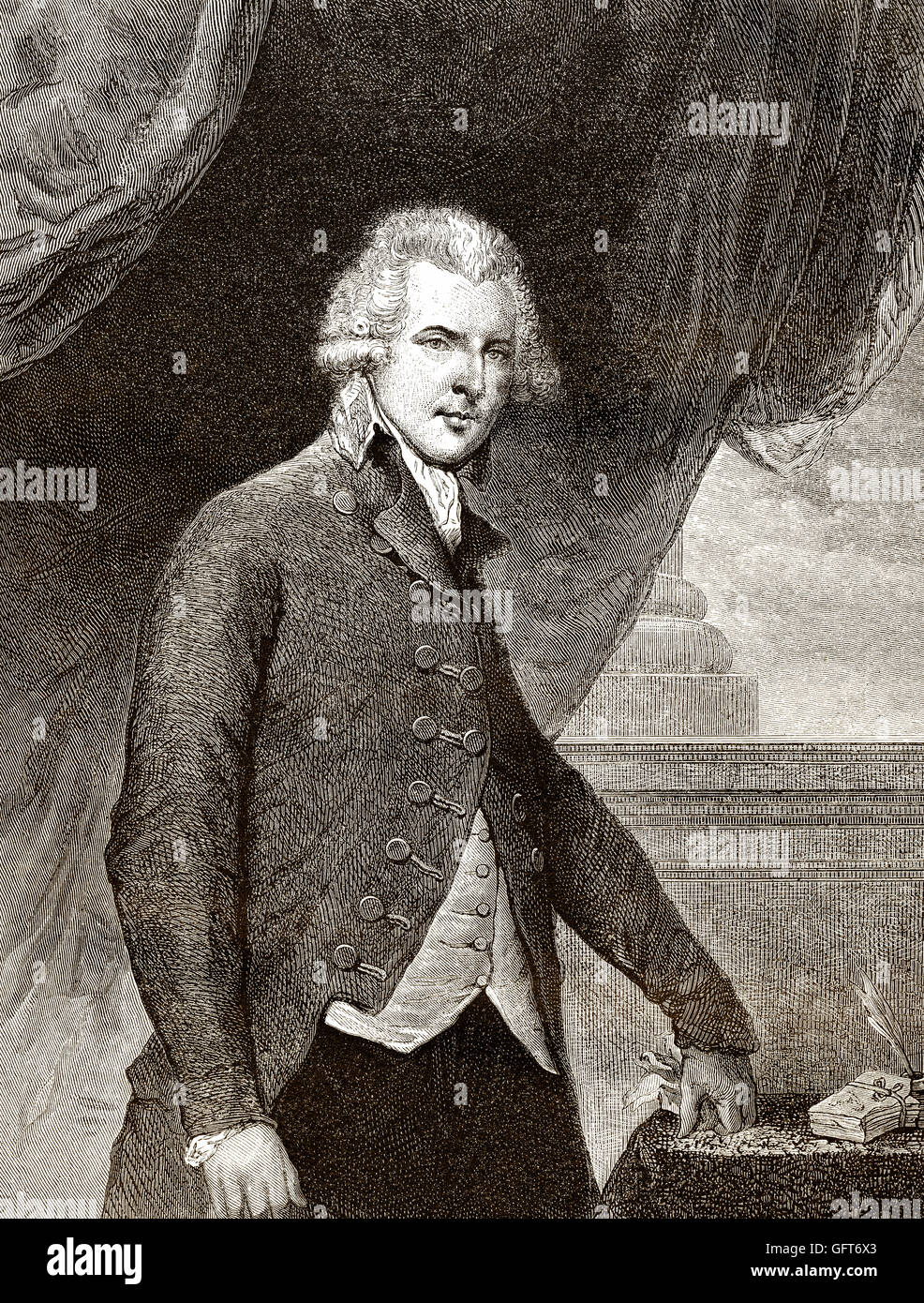Richard Brinsley Sheridan, 1751-1816, an Irish playwright and politician Stock Photo