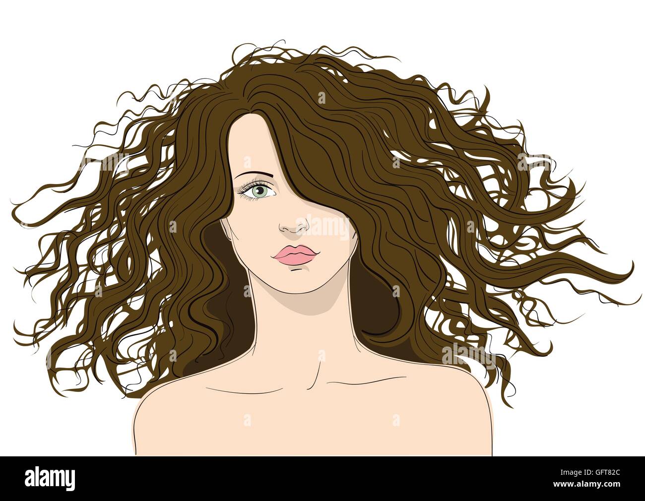Woman with big hair vector illustration Stock Vector