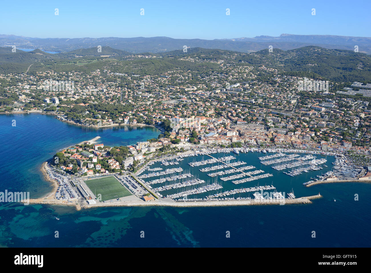 MARINA OF BANDOL (aerial view). Bandol, Var, Provence, France Stock
