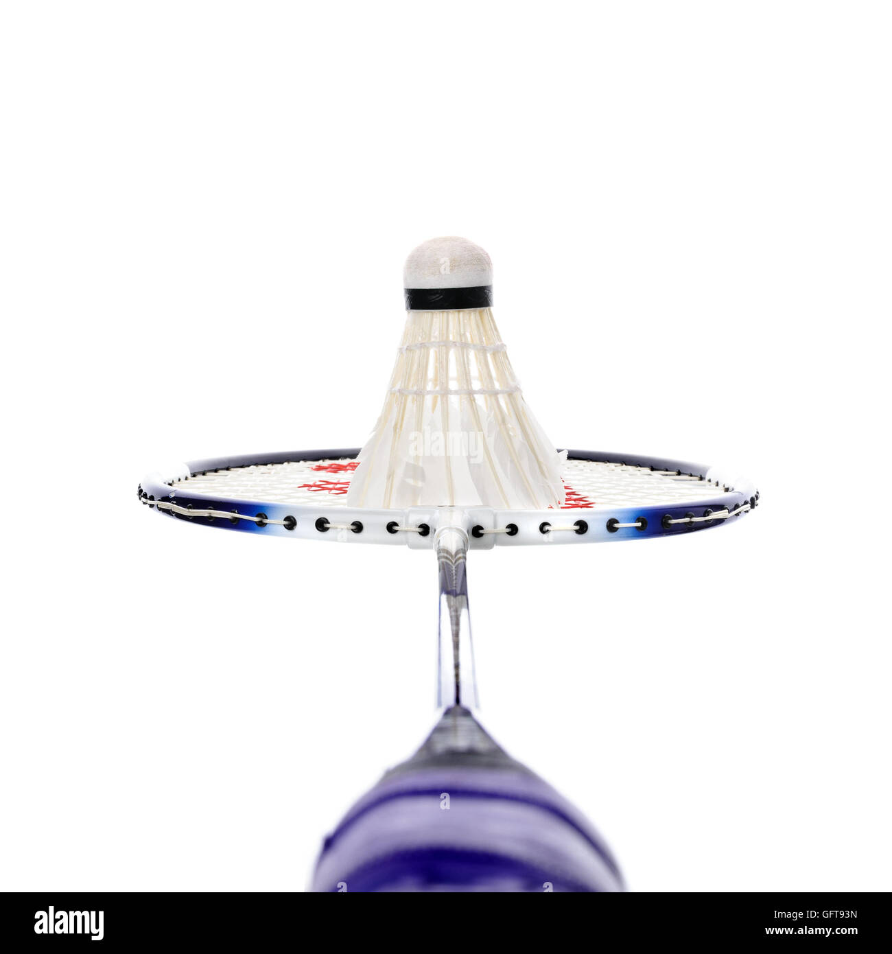 Shuttlecock Racket closeup shuttlecock isolated on badminton racket Stock Photo - Alamy