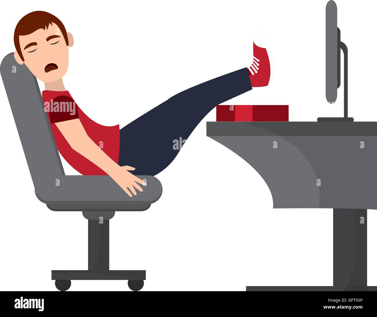 Person Sleeping On Desk Icon Stock Vector Art Illustration