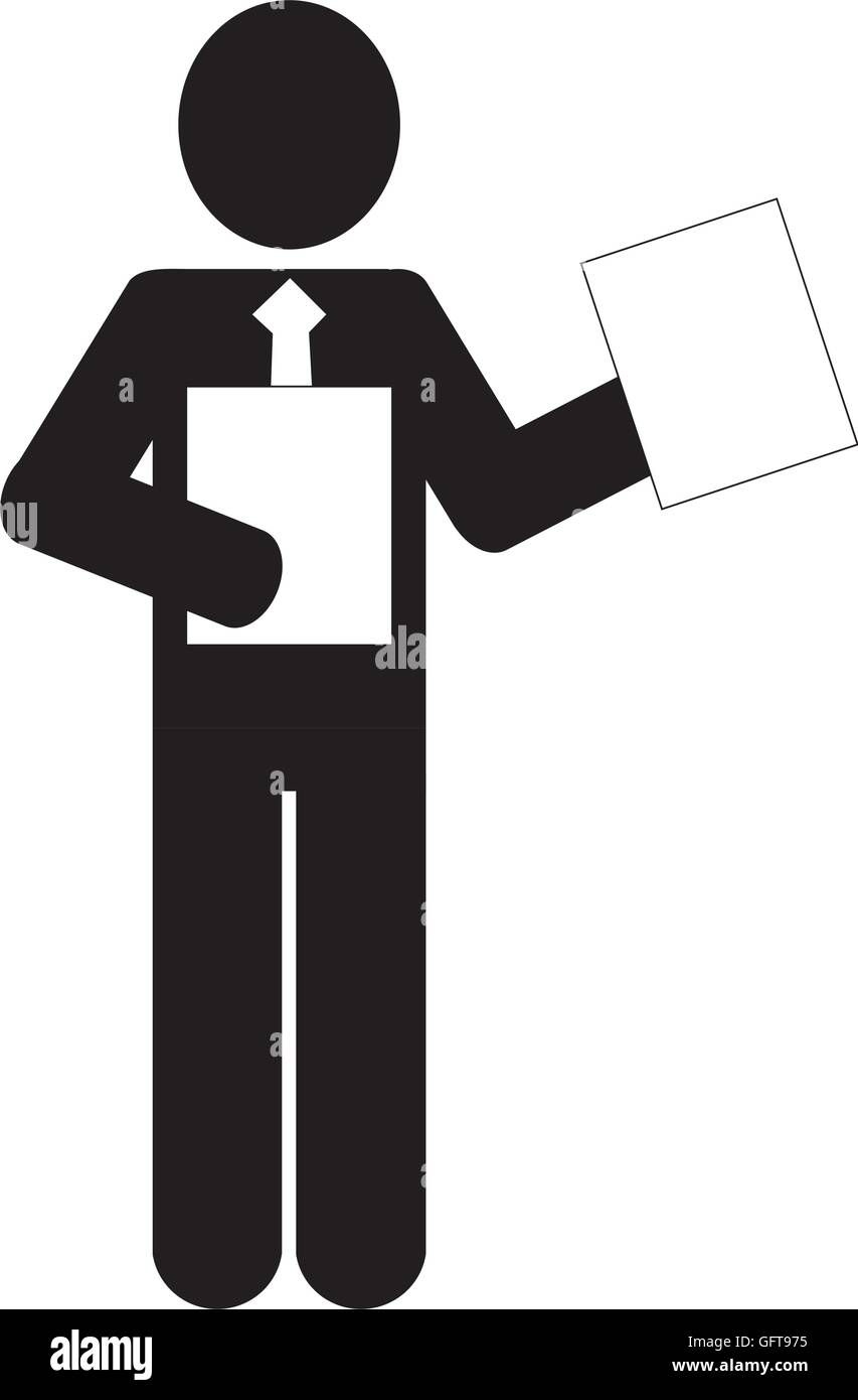 Businessman standing holding papers Stock Vector Images - Alamy