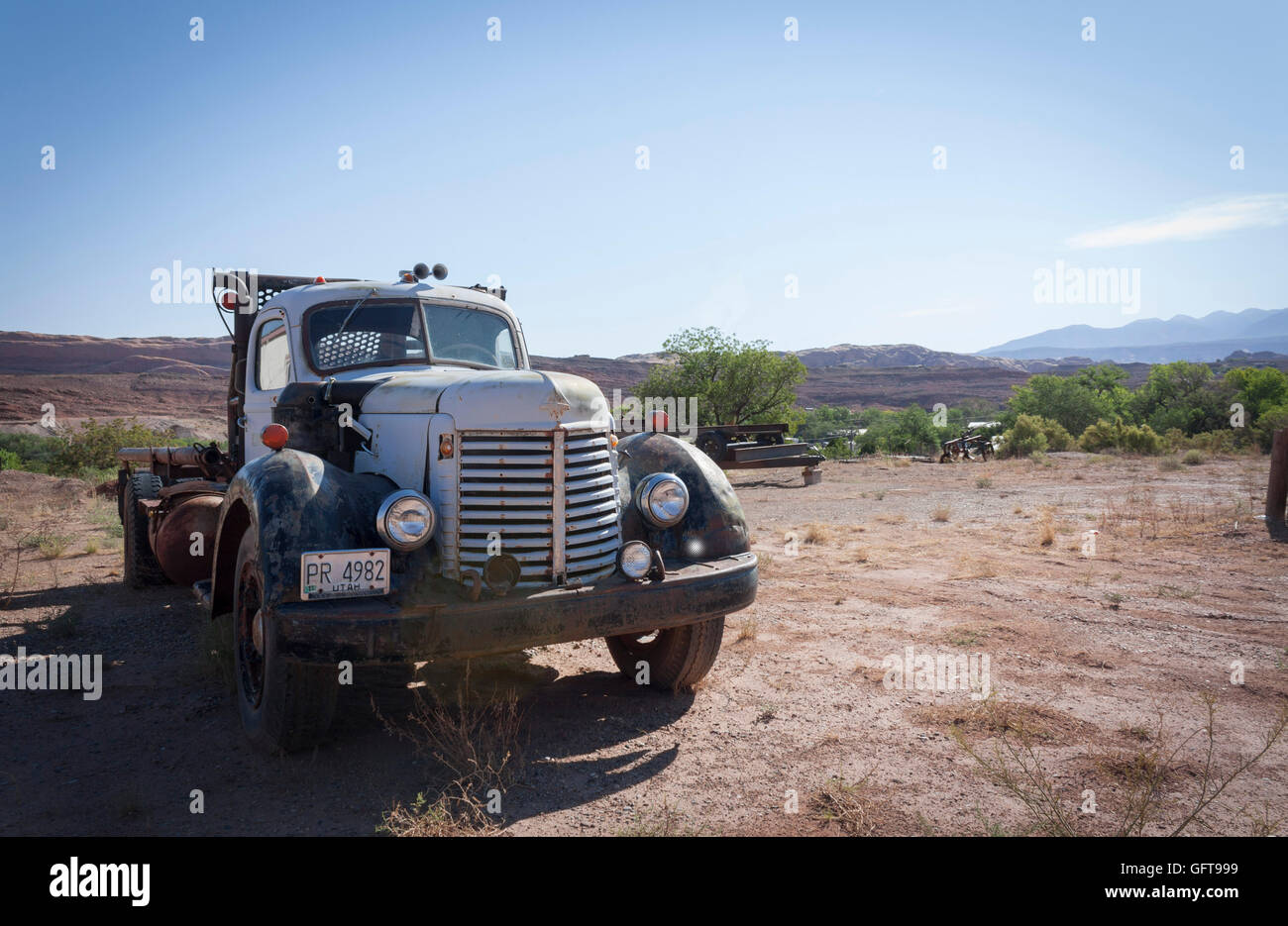 1940s International Harvester truck in the Utah desert Stock Photo