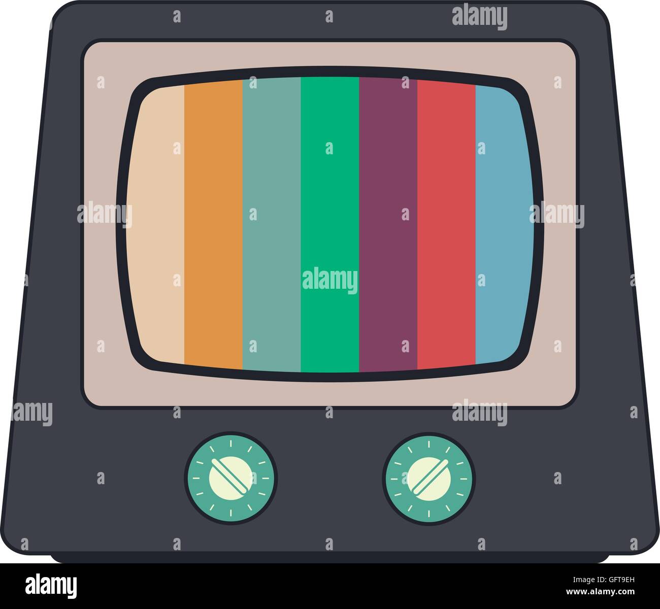 retro classic tv and colored stripes on screen icon Stock Vector Image
