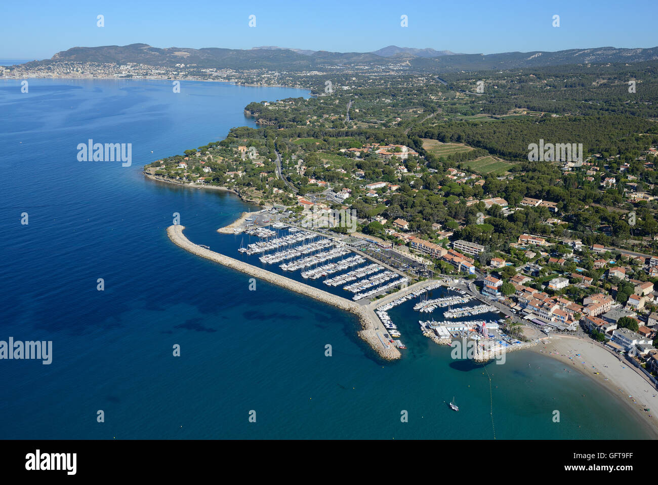 MARINA OF SAINTCYRSURMER (aerial view). Var, Provence, France Stock