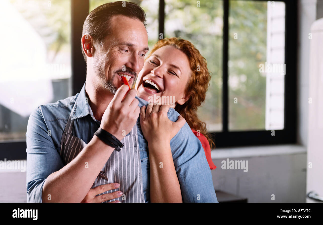 Woman Cuddling His Husband And Laughing Stock Photo Alamy Woman Cuddling His Husband And Laughing Stock Photo Alamy