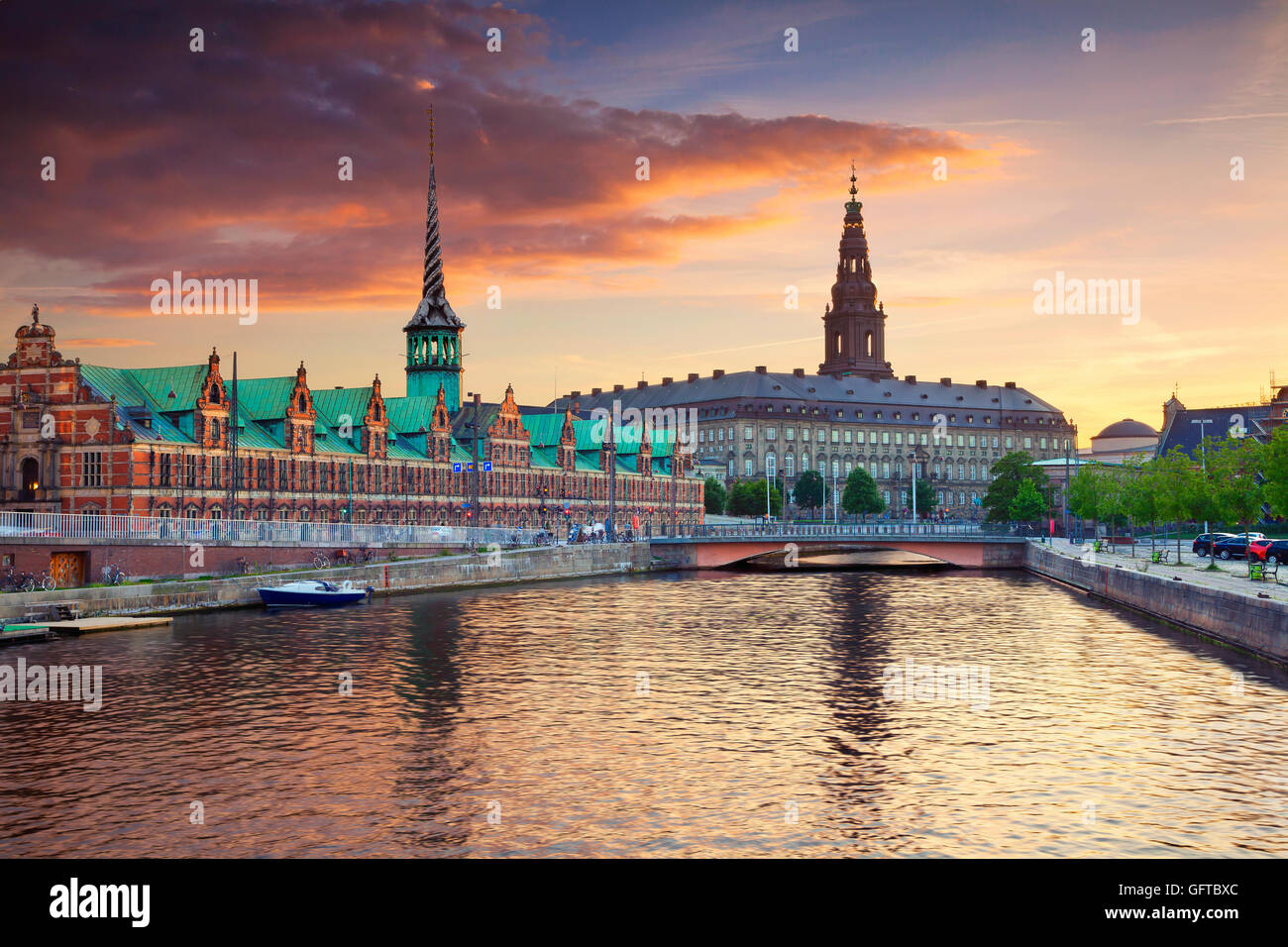 Copenhagen. Image of Copenhagen, Denmark during beautiful sunset. Stock Photo