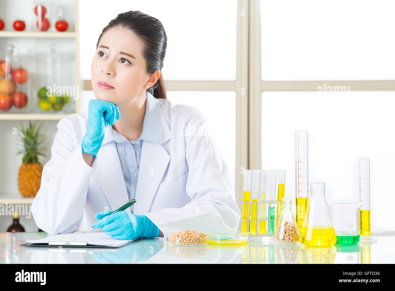 thinking about what will be helpful for human food plan of gmo Stock Photo