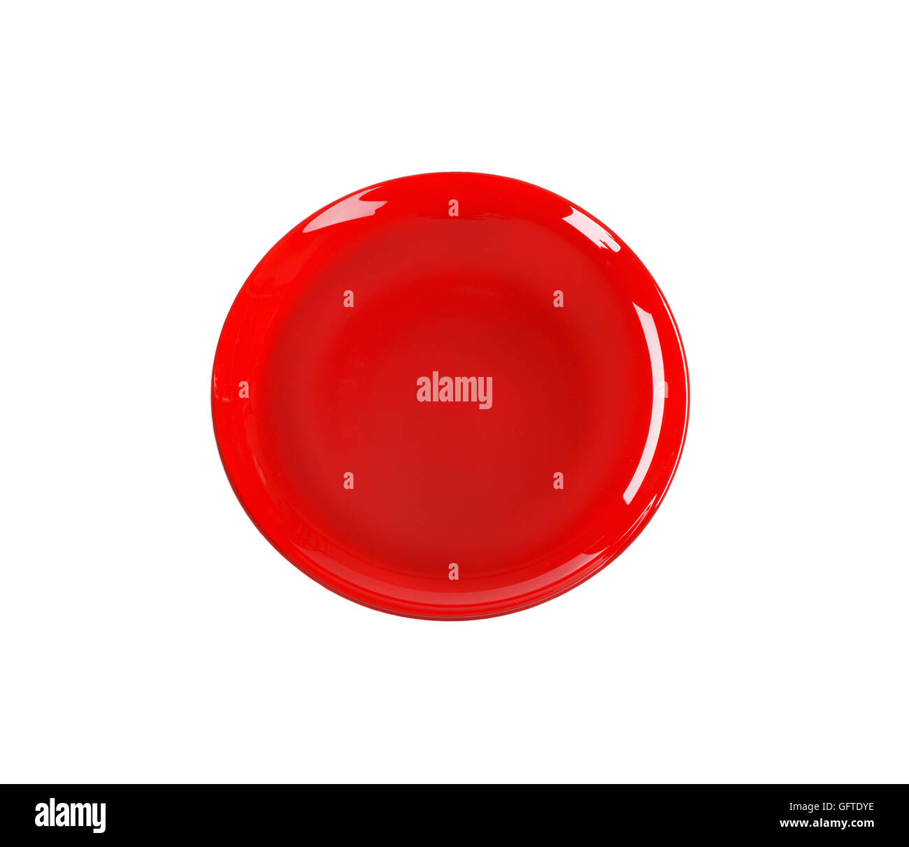 Empty red glass plate on white background Stock Photo Alamy
