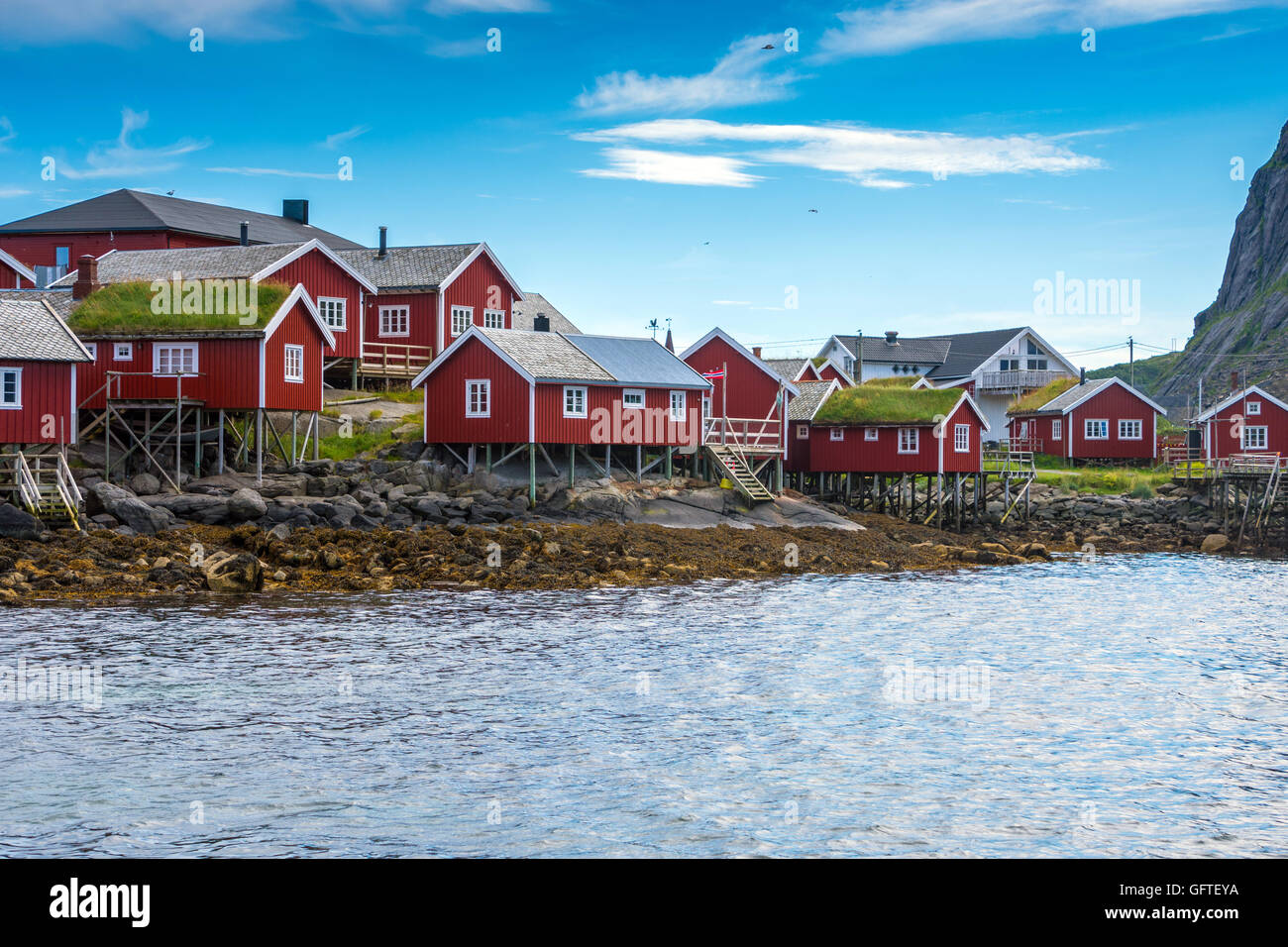 Red Rorbu,  Reine, Lofoten Islands, Arctic, Norway, Scandinavia, Europe Stock Photo