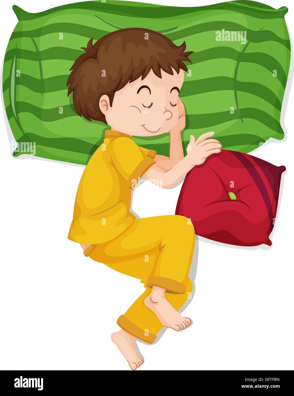 Little boy in yellow pj sleeping illustration Stock Vector Image & Art ...