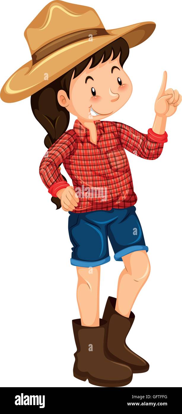 Farm girl wearing red shirt illustration Stock Vector Image & Art Alamy