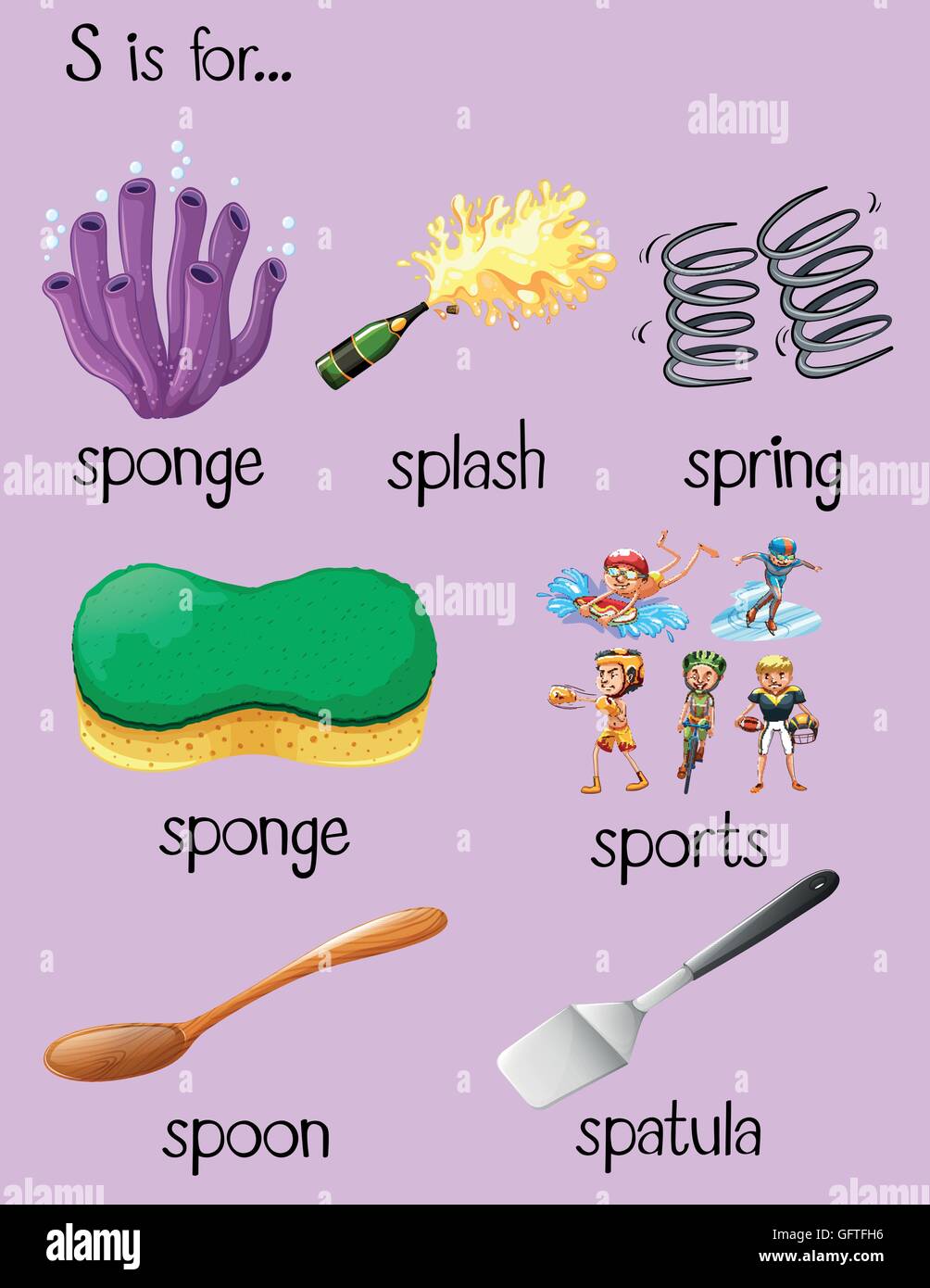 Many words begin with letter S illustration Stock Vector Image & Art
