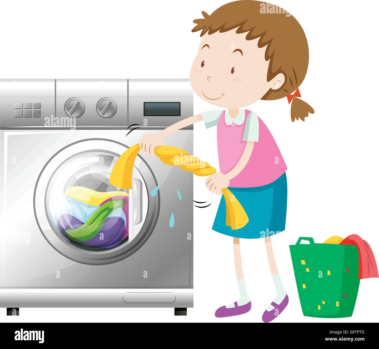 Cartoon Doing Laundry