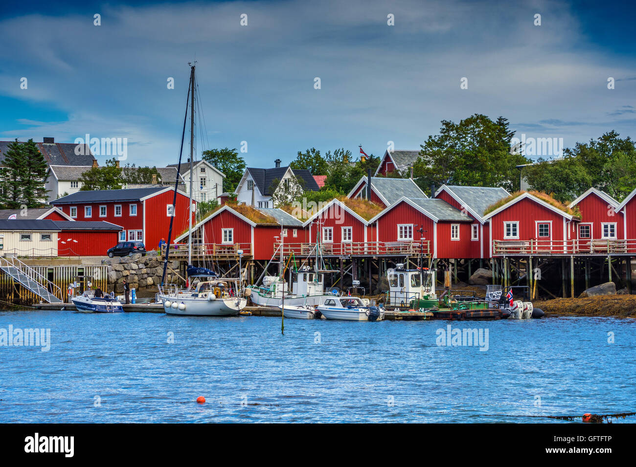 Red Rorbu,  Reine, Lofoten Islands, Arctic, Norway, Scandinavia, Europe Stock Photo